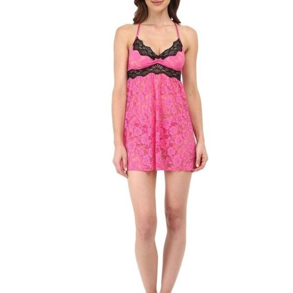 NWT Betsey Johnson Floral Lace Babydoll and Thong Set Slip Dress Size S Nightie - Picture 1 of 10